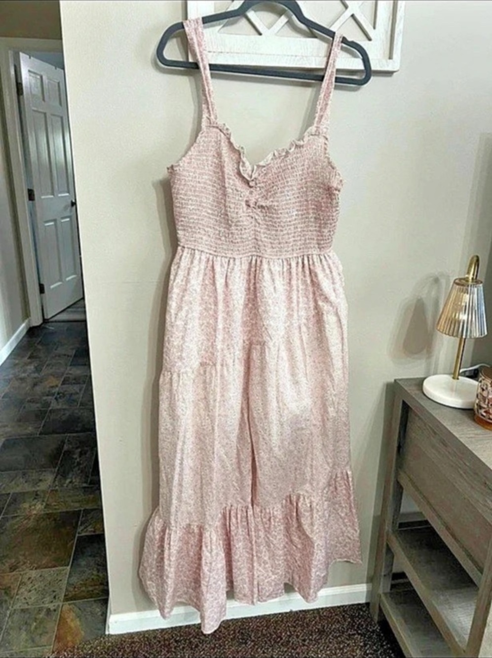 Pink Floral Smocked Maxi Dress Like New